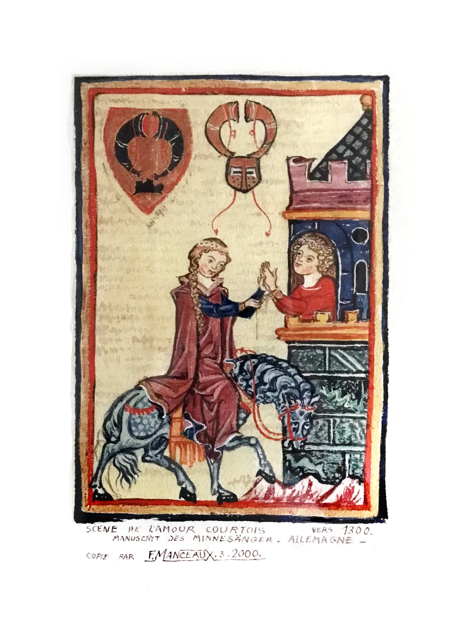 Scène de l'amour courtois, manuscrit de Minnesânger