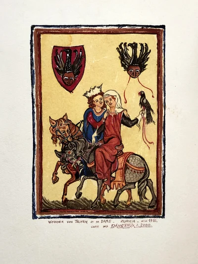 Wernher von Teufen et sa dame, Zurich vers 1310