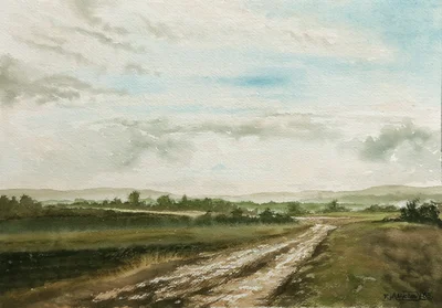 Le chemin après la pluie, paysage lorrain