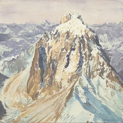 Le pic du Midi d'Ossau, mauve et doré