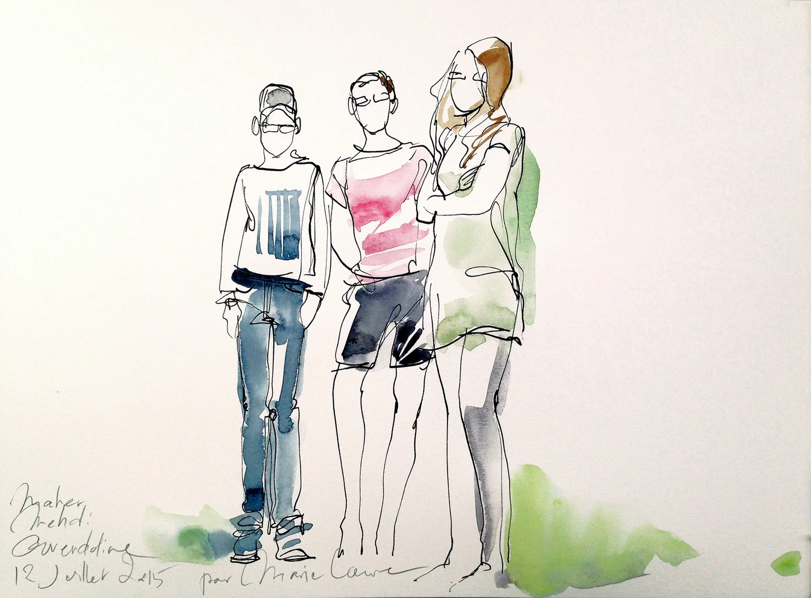 Portrait de Maher, Mehdi et Gwendoline en 2015 à Monthlery