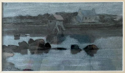 Les deux maisons bretonnes au crépuscule