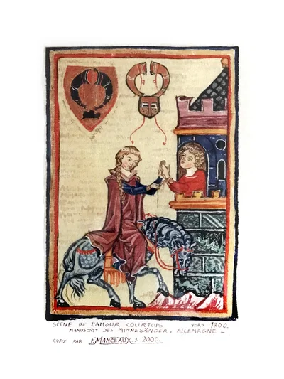 Scène de l'amour courtois, manuscrit de Minnesânger