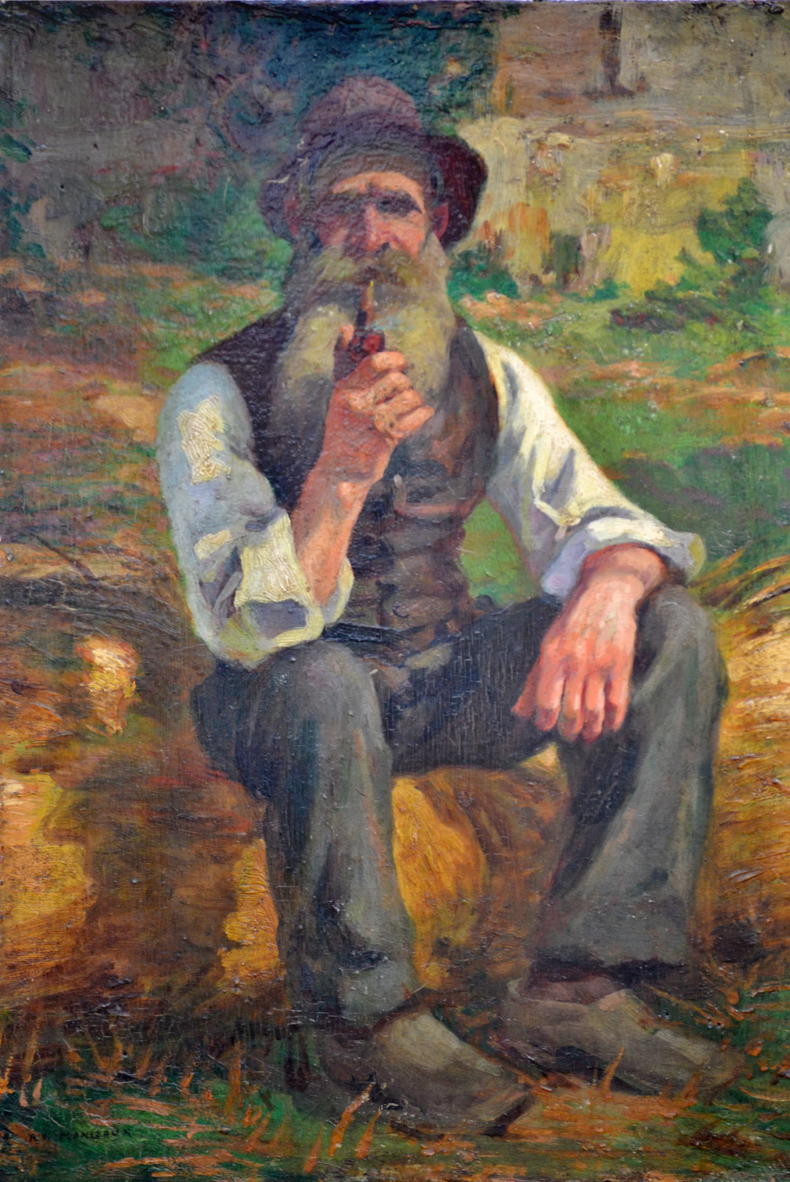 Vieux paysan à la pipe
