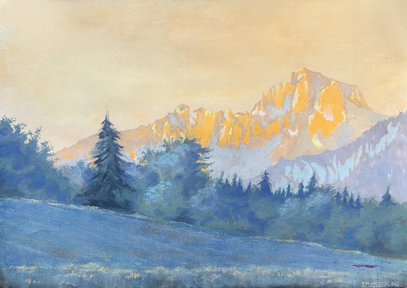 Le Mont-Billat soleil couchant depuis notre Champs Guerbay