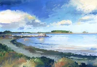 Le Raluzet à Plougrescant, et série des petites gouaches de bord de mer, dans les Côtes d'Armor