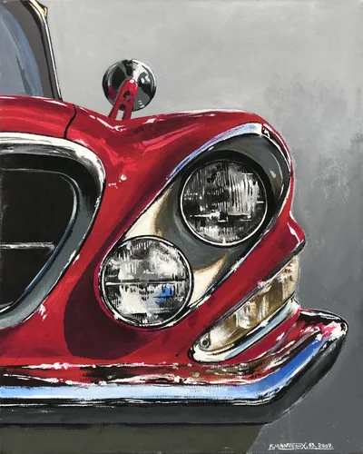 Voiture américaine rouge (détail)