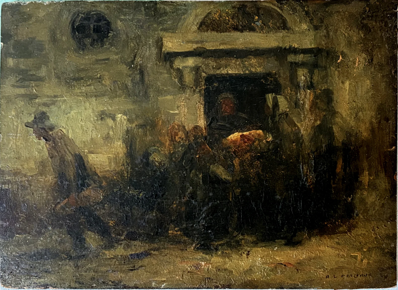 Paysans sortant de l'église
