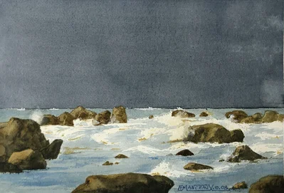 Ciel d'orage et mer houleuse