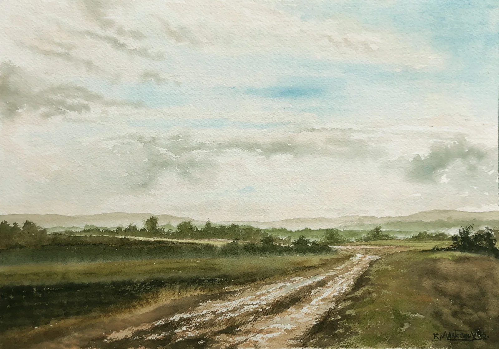 Le chemin après la pluie, paysage lorrain