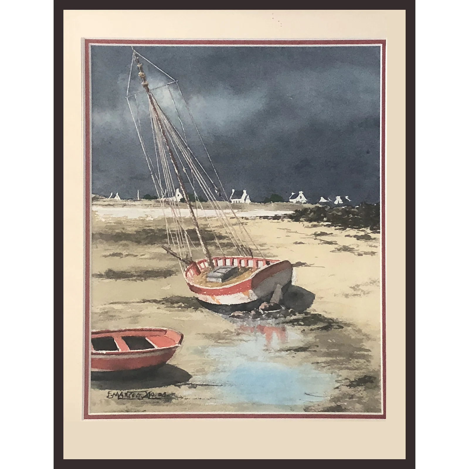 Bateaux de pêche rouges
