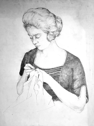 Portrait de simone cousant