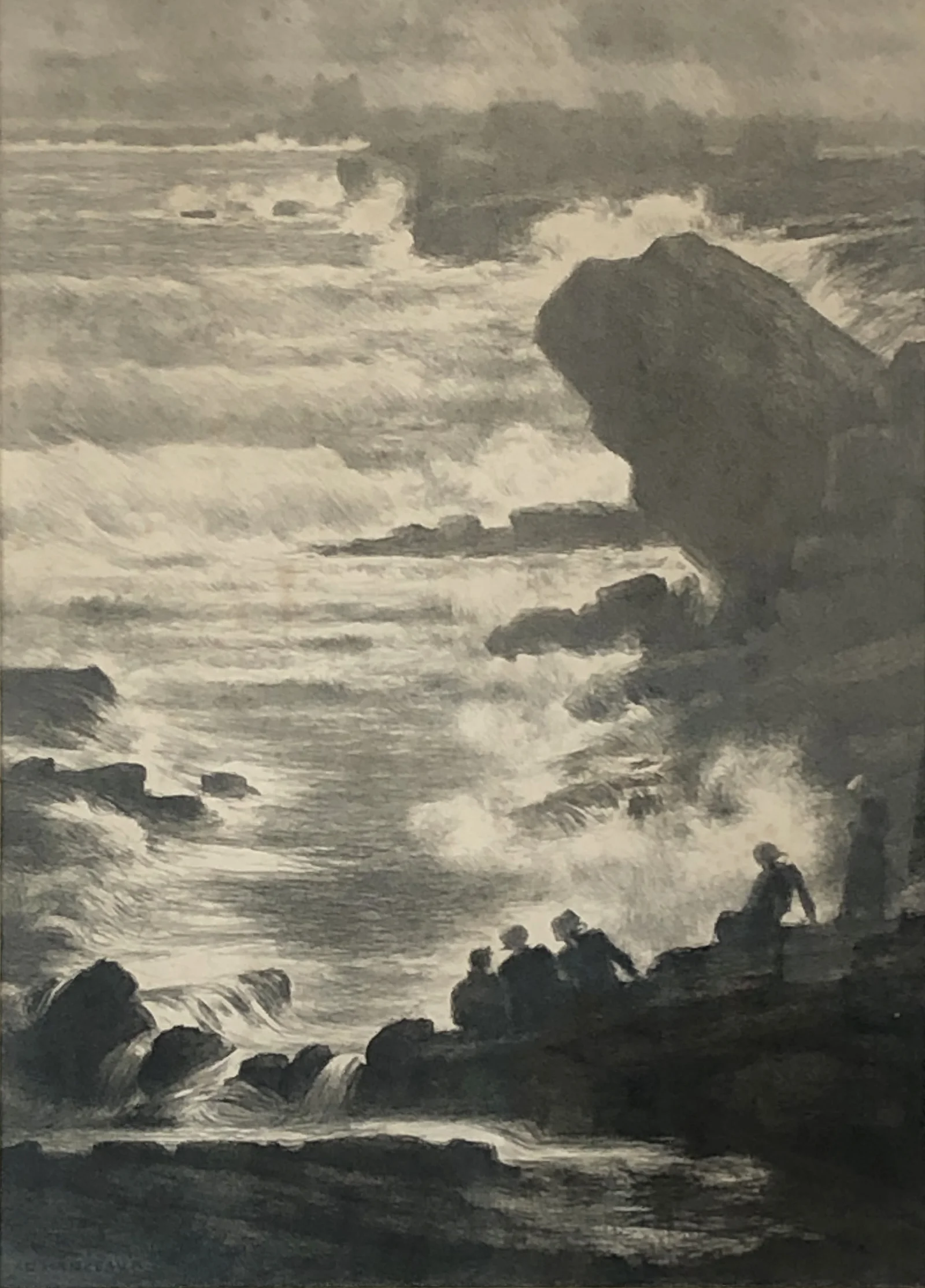 La mer, 1935, les femmes attendant le retour des pêcheurs