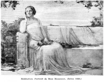 Méditation, portrait de Mme Manceaux Jeanne Rigaud, Salon de 1928