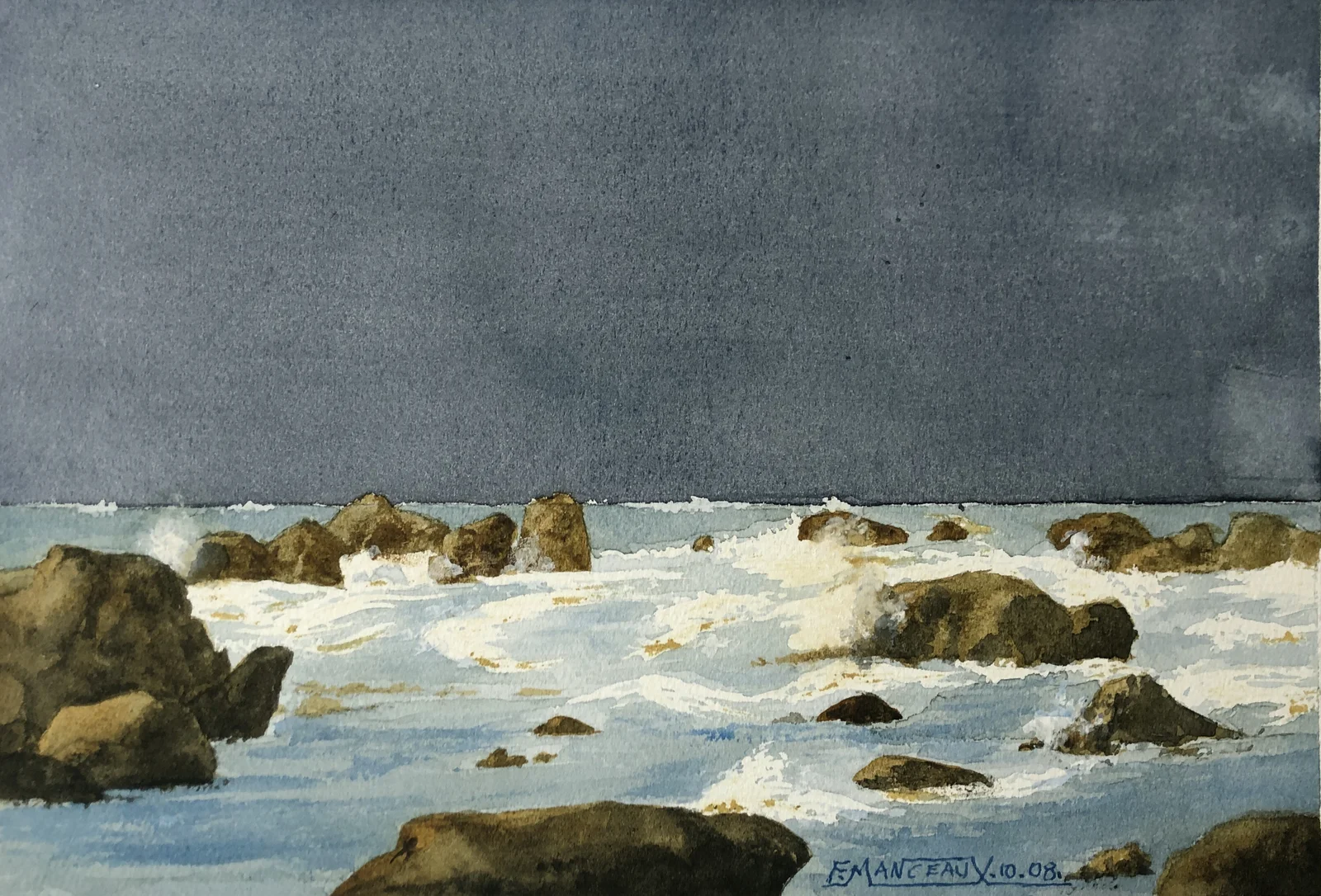 Ciel d'orage et mer houleuse