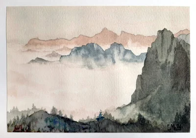 Les montagnes, comme une estampe japonaise