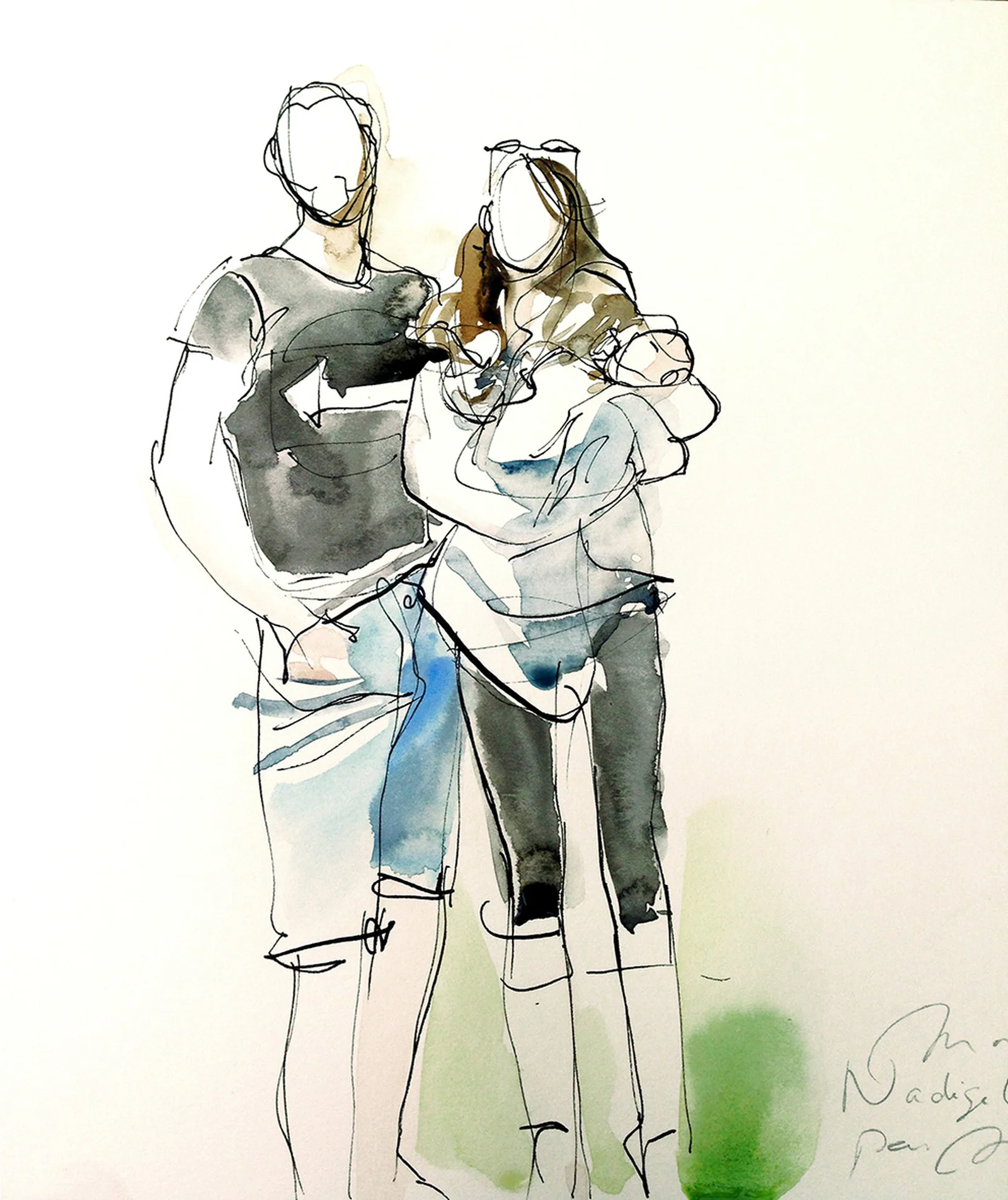 Portrait de Gautier, Nadège et Paul en 2015 à Monthlery