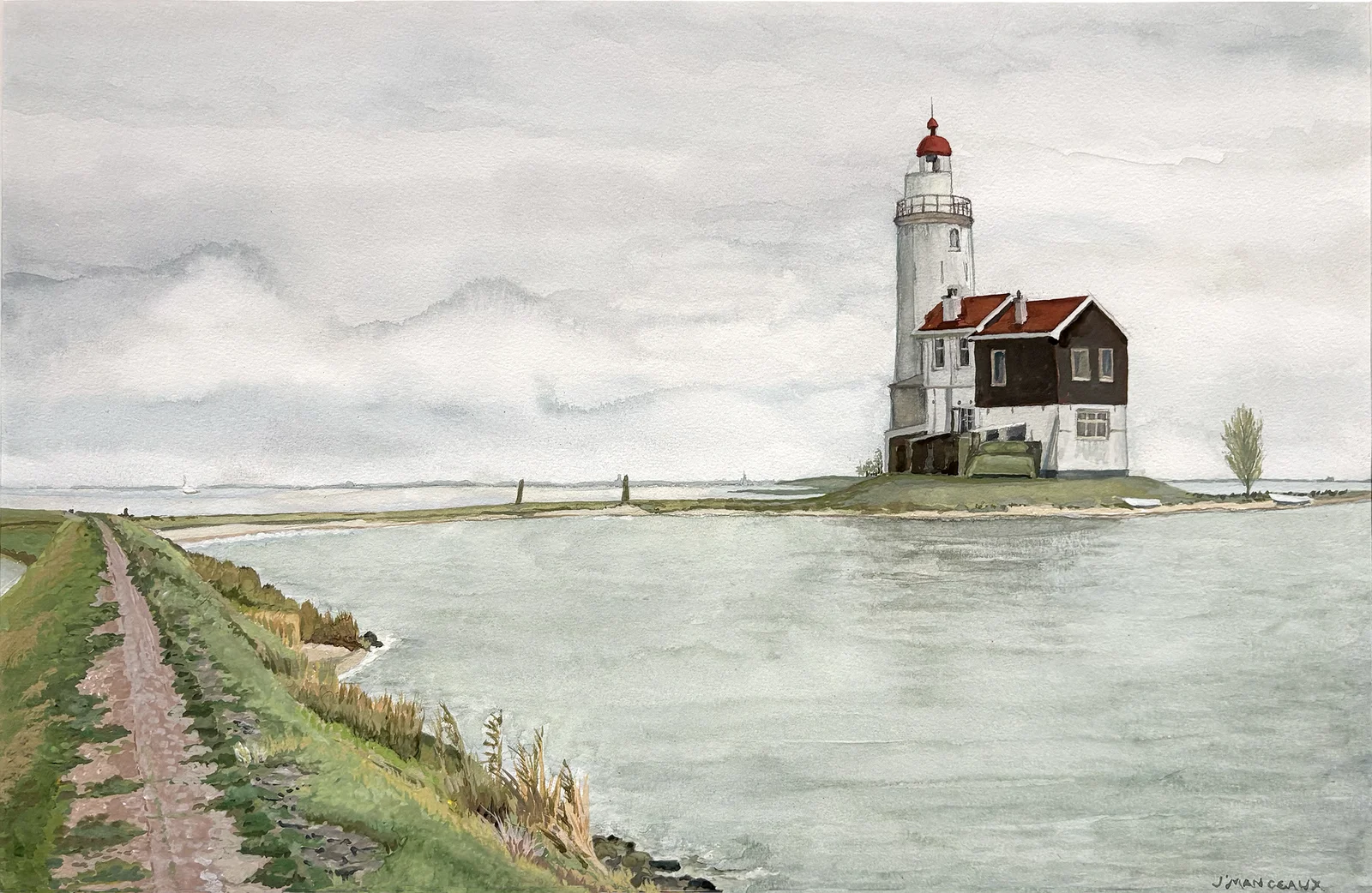 Bord de mer, un phare aux Pays-Bas