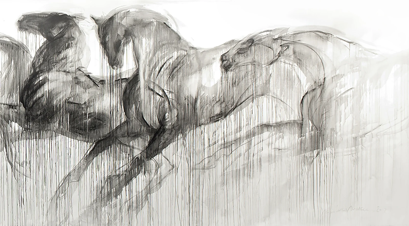 Détail de la fresque 1, Série des fresques de chevaux de 10 mètres de long sur 2 mètres de haut