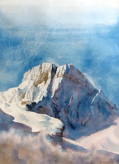 Le pic du midi d'ossau, en majesté, en bleu et rose