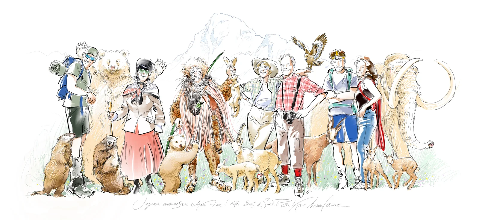 Les montagnards, la grande famille, anniversaire d'Anne, Saint-Paul, juillet 2025