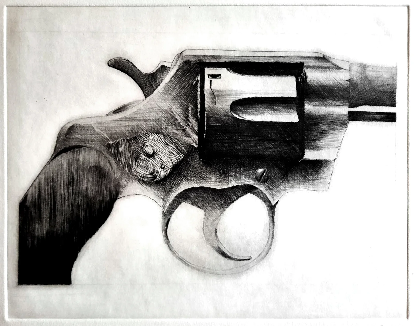 Pistolet à barillet Smith & Wesson, pointe sèche sur cuivre, 5e épreuve