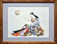 "Beauté écrivant une lettre" ... ou Marianne étudiant les étoiles ! d'après une estampe japonnaise de Kaigetsudo Doshin XVIIIe siècle
