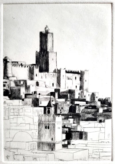 La ville de Sousse, burin sur cuivre