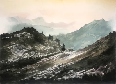 Brumes rosées dans les Alpes