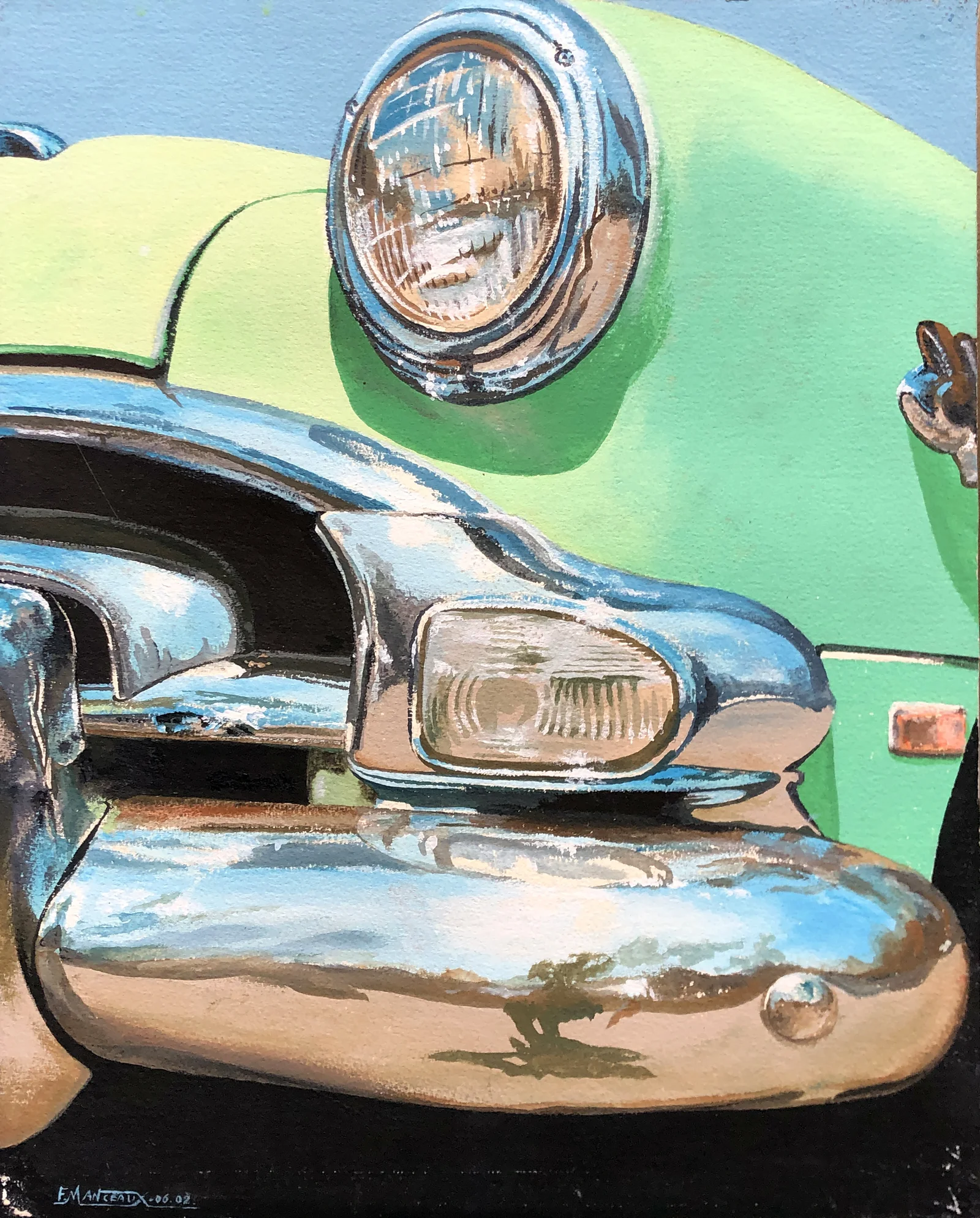 Voiture américaine verte (détail)
