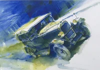 La locomotive, série d'encres acryliques de couleur
