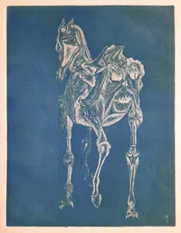 Le cheval fantastique, burin sur cuivre, première étape