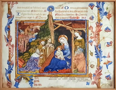 Bréviaire de Saint-Martin d'Aragon, adoration des mages, Catalogne, vers 1400