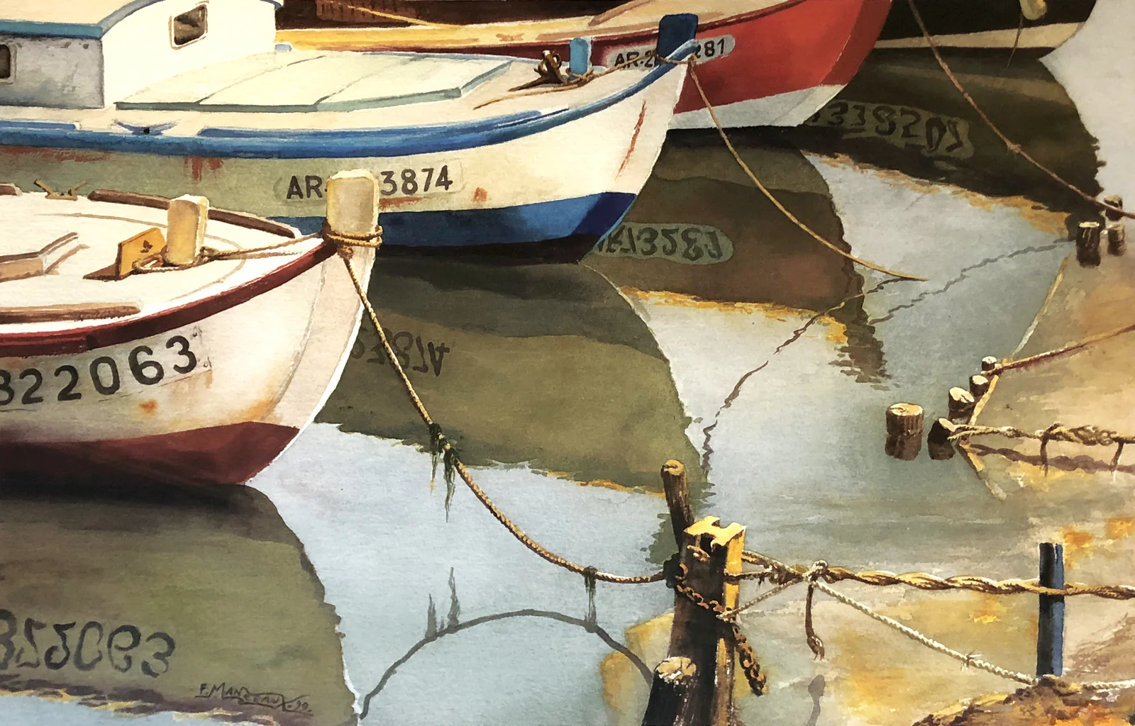 L'avant des pinasses au mouillage