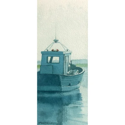 Bateau de pêche, lumière bleue du matin