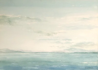 Mer calme à l'aube