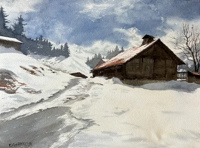 Chalet dans la neige