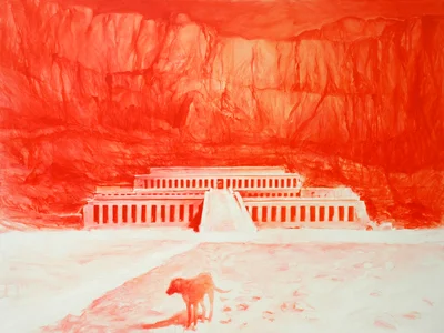 Le temple d'Hatchepsout, série d'encres rouge